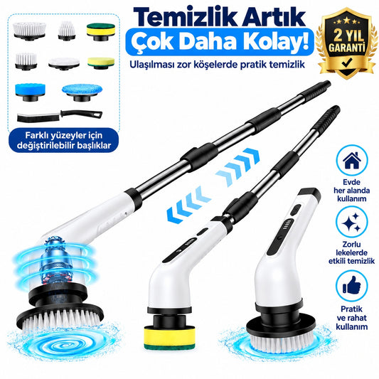 Saatlerce Ovmaya Son! 9 Başlıklı Şarjlı Dip Köşe Temizlik Fırçası