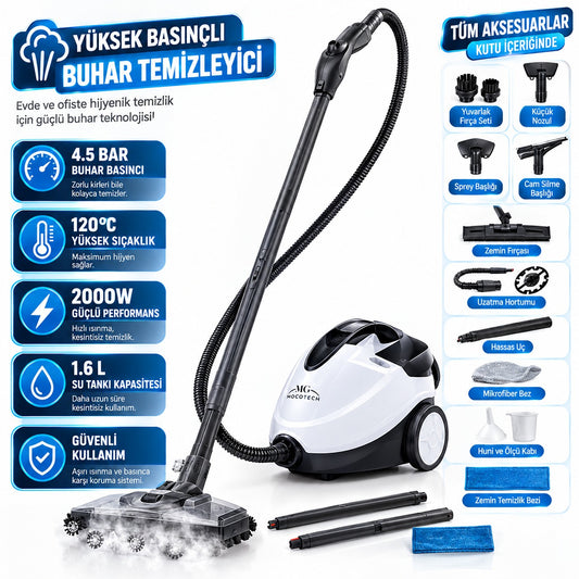 Evde Deterjan Devrini Bitiren 10'u 1 Arada Buhar Gücü: Mogotech MG-101 (1500W)